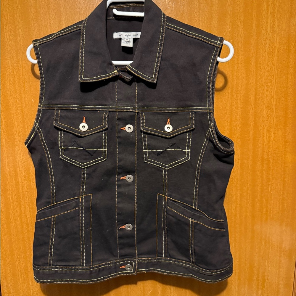 Eight Eight Eight Charcoal Vest with Stitch Accents
